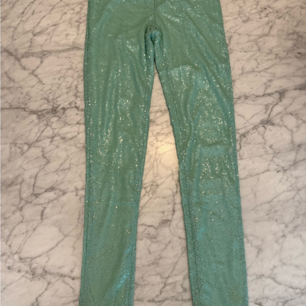May & July Sequin Leggings — Seafoam Green (NWT)